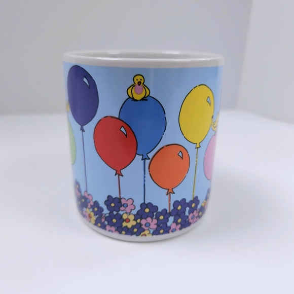 Russ Other - Russ Berrie Vintage Happy Birthday Mug Balloons Flowers Birds 14oz Cup Ceramic